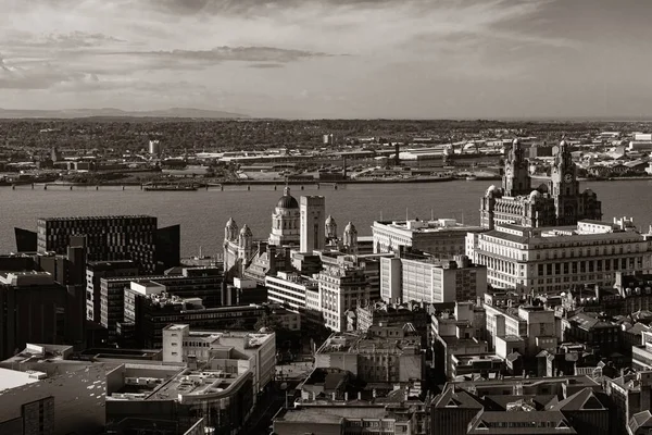 Vista Panorámica Del Horizonte Liverpool Con Edificios Inglaterra Reino Unido — Foto de Stock