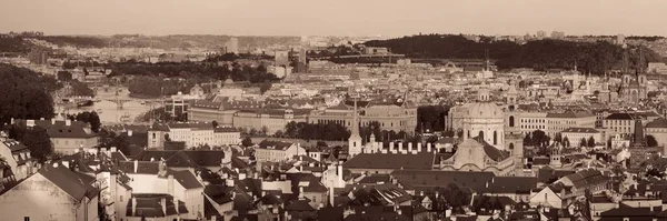 Skyline Uitzicht Het Dak Van Praag Met Historische Gebouwen Panorama — Stockfoto