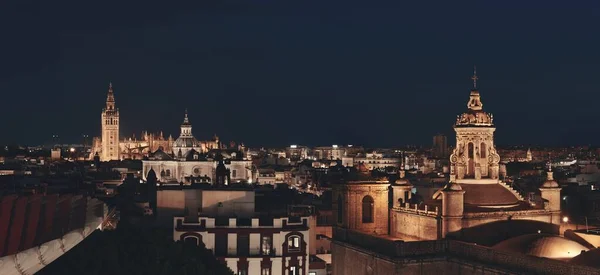 Seville Night Rooftop Panorama View Cathedral Saint Mary See Seville — Stock Photo, Image