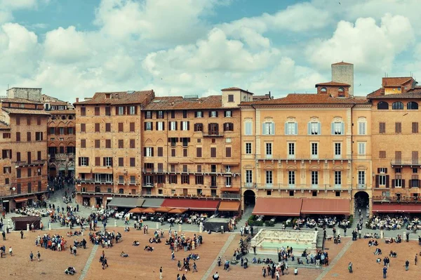Gamla Byggnader Piazza Del Campo Siena Italien — Stockfoto