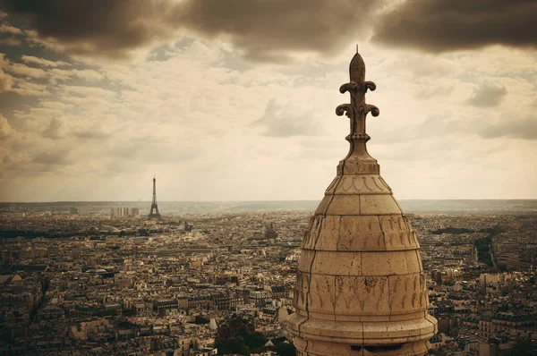 Vista Dall Alto Della Cattedrale Sacre Coeur Con Torre Eiffel — Foto Stock