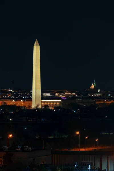 Washington Anıtı Gece Washington Ulusal Dönüm Noktası Oldu — Stok fotoğraf
