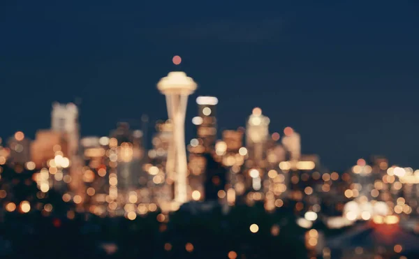 西雅图市的夜空 从克里公园俯瞰城市办公大楼 — 图库照片