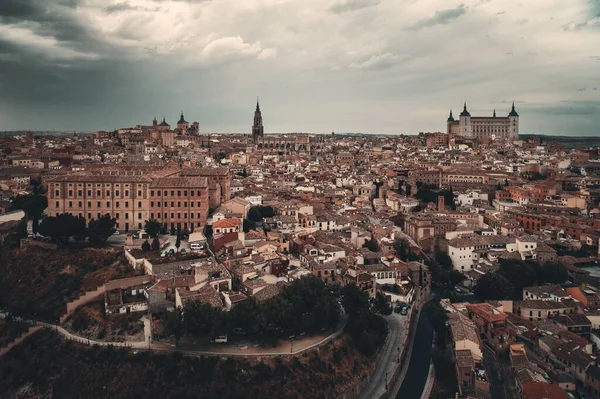 Widok Lotu Ptaka Panoramę Miasta Toledo Zabytkowymi Budynkami Hiszpanii — Zdjęcie stockowe