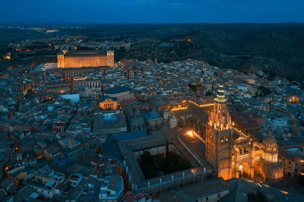 Catedral Primada Santa María Toledo Vista Aérea Por Noche España —  Fotos de Stock