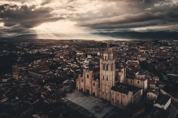 Segovia Cathedral Αεροφωτογραφία Στην Ισπανία — Φωτογραφία Αρχείου