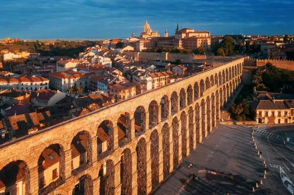Segovia Akwedukt Architektura Miasta Oglądane Powietrza Hiszpanii — Zdjęcie stockowe