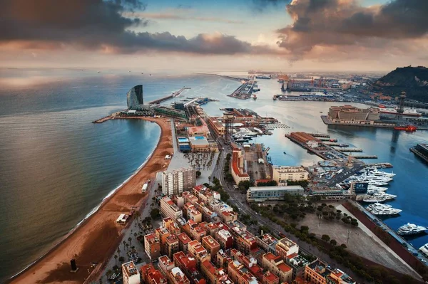 Barcelona Vista Aérea Cais Costa Espanha — Fotografia de Stock