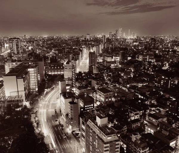 Vista Azotea Del Horizonte Del Rascacielos Urbano Tokio Por Noche —  Fotos de Stock