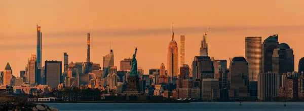 Nova York Skyline Centro Cidade Com Arquitetura Pôr Sol — Fotografia de Stock