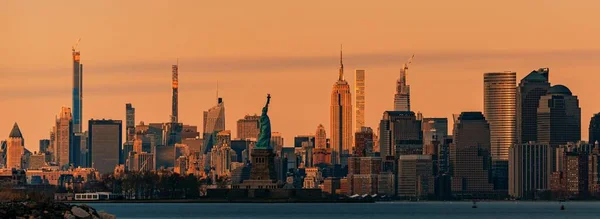 New York City Centrum Skyline Med Arkitektur Vid Solnedgången — Stockfoto