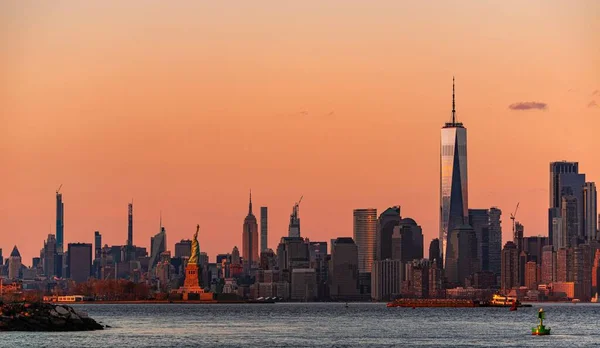 New York City Centrum Skyline Med Arkitektur Vid Solnedgången — Stockfoto