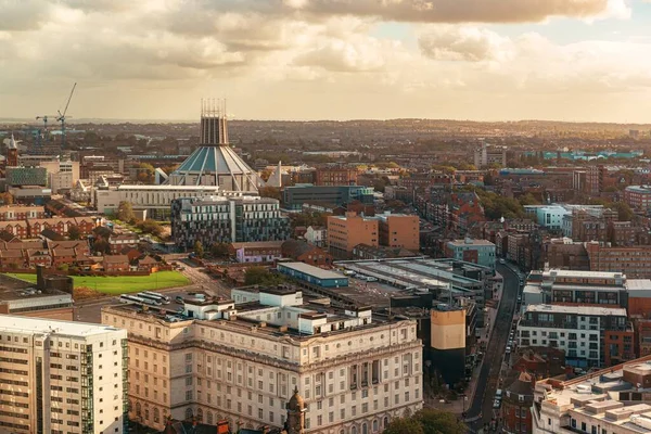 Liverpool Panorama Střechy Budovami Anglii Velké Británii — Stock fotografie