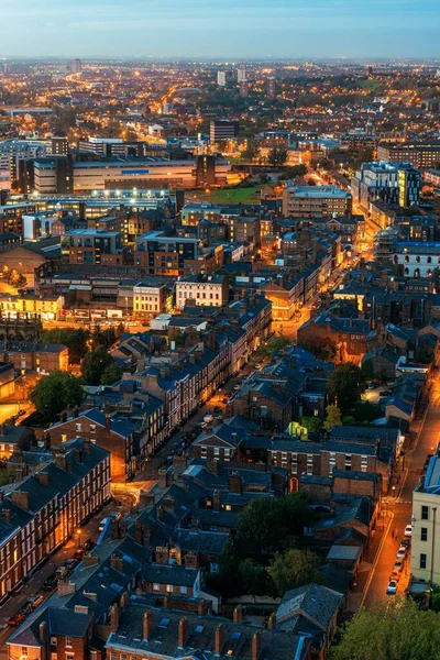 Vista Panorámica Del Horizonte Liverpool Por Noche Con Edificios Inglaterra —  Fotos de Stock