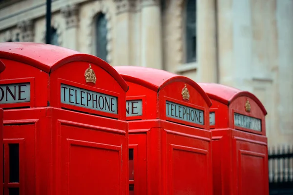 Caja Teléfono Roja Calle Con Arquitectura Histórica Londres —  Fotos de Stock