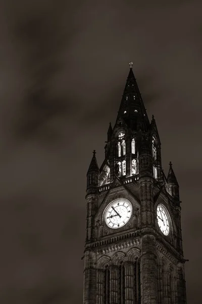 Manchester Township Town Hall Clock Tower Closeup View England United — Stock Photo, Image