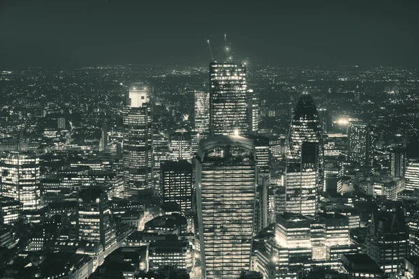 Panorama Aérien Londonien Nuit Avec Des Architectures Urbaines Noir Blanc — Photo