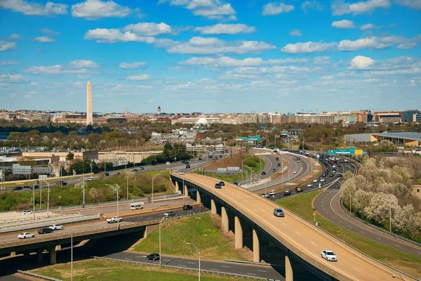 Washingtonský Památník Jako Národní Památka Pohledu Střechy Washingtonu — Stock fotografie