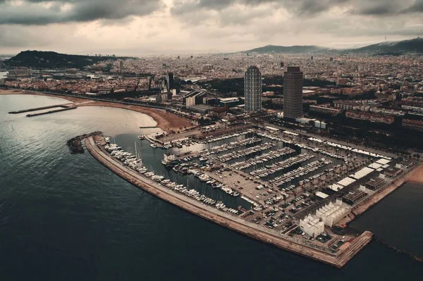 スペインのバルセロナの海岸航空写真 ストック写真