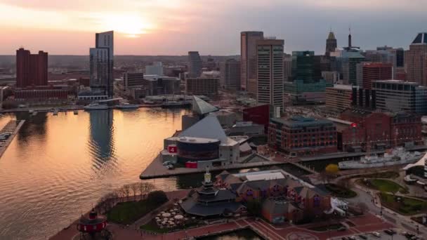 Baltimore Sonnenuntergang Bis Zum Abend Zeitraffer Blick Auf Die Dachterrasse — Stockvideo