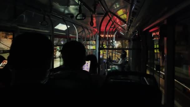 Chongqing China Octubre 2021 Vista Interior Autobús Marcha Con Pasajeros — Vídeo de stock