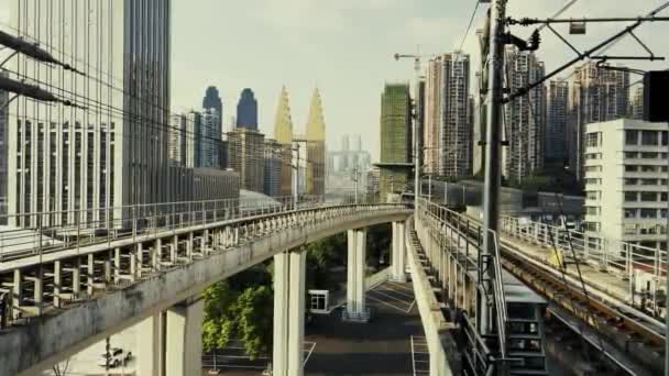 Tren Corriendo Plataforma Estación Ciudad Chongqing China — Vídeo de stock
