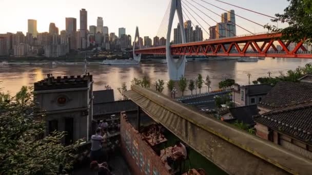 Vista Del Timelapse Ciudad Chongqing Desde Atardecer Hasta Noche Arquitectura — Vídeo de stock