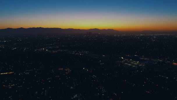 Los Angeles Kaliforniya Güneş Doğmadan Önce Yerleşim Yerlerinin Hava Görüntüsü — Stok video