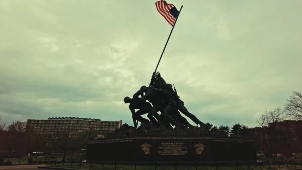 Primer Plano Del Memorial Guerra Del Cuerpo Marines Los Estados — Vídeos de Stock