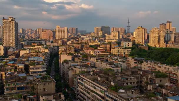 Lakóépületek Timapse Napnyugtától Alkonyatig Chongqing Kínában — Stock videók