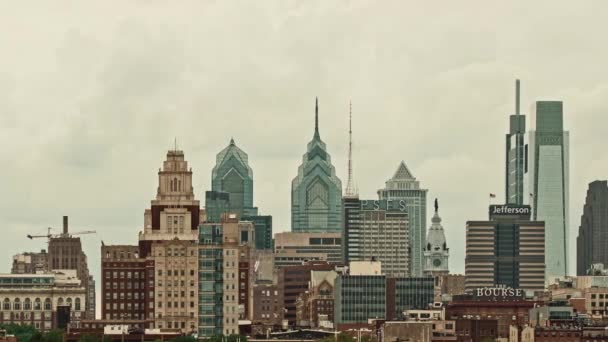 City Skyline Timelapse View Philadelphia Pennsylvania Usa — Stock Video