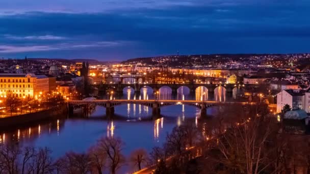 Praag Stad Skyline Met Architectuur Stedelijke Time Lapse View Tsjechië — Stockvideo