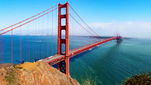 Golden Gate Bridge Timelapsing Vista Come Famoso Punto Riferimento San — Video Stock