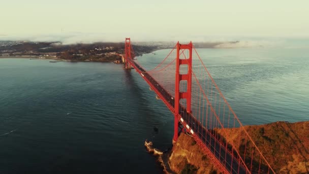 Авіаційний Вид Golden Gate Bridge Знаменита Пам Ятка Сан Франциско — стокове відео