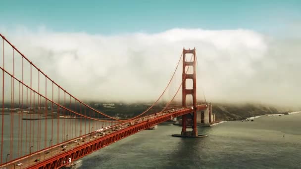 Golden Gate Bridge Timelapsing Heavy Fog View Famous Landmark San — Stock Video