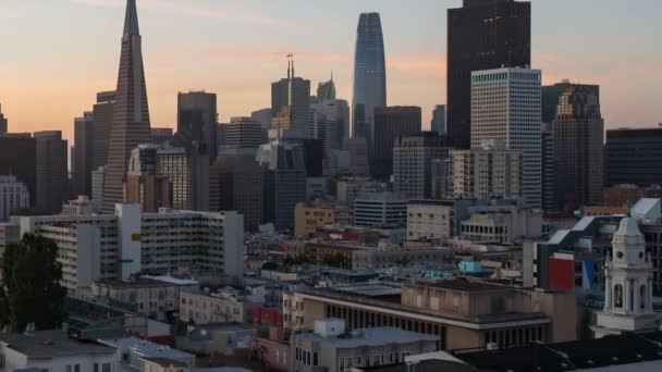 San Francisco Centre Ville Affaires Gratte Ciel Timelapse Matin Californie — Video