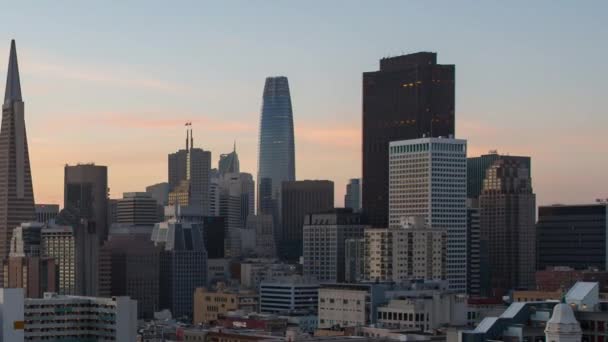 San Francisco Stad Centrum Zakelijke Wolkenkrabber Timelapse Ochtend Californië Verenigde — Stockvideo