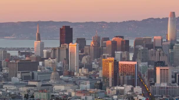 San Francisco Stad Centrum Zakelijke Wijk Met Wolkenkrabbers Timelapse Van — Stockvideo