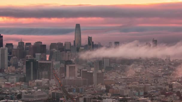 San Francisco City Downtown Business District Skyscrapers Sunrise Timelapse California — Stock Video