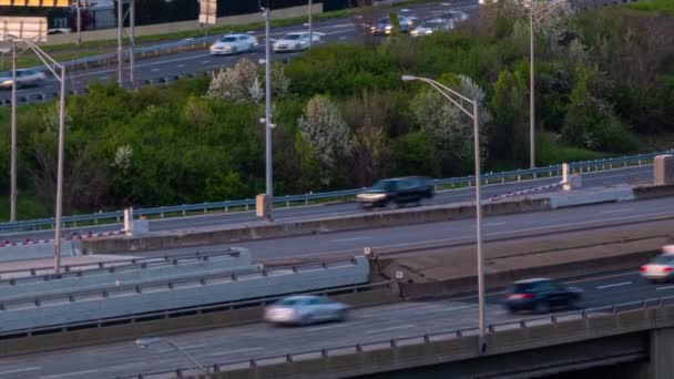 Horizonte Ciudad Washington Con Puente Autopista Timelapse Tráfico Desde Atardecer — Vídeo de stock