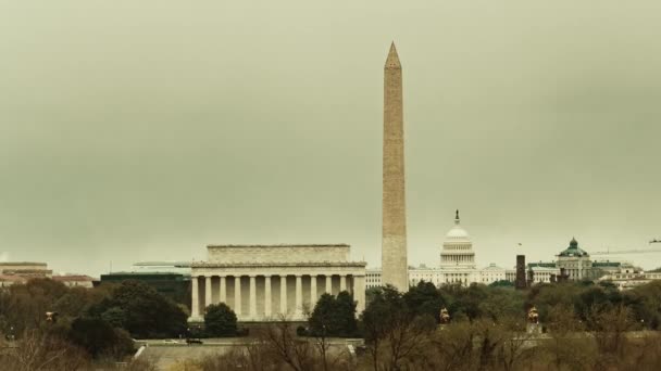 Washington Monument Lincoln Memorial Och Capitol Hill Timelapse — Stockvideo