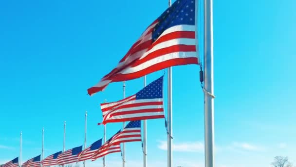 ワシントンDcのワシントン記念碑で国旗を閉じる — ストック動画