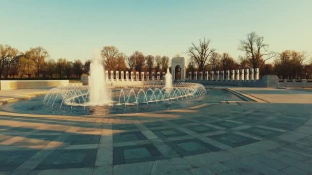 Memorial Segunda Guerra Mundial Com Fonte Washington — Vídeo de Stock