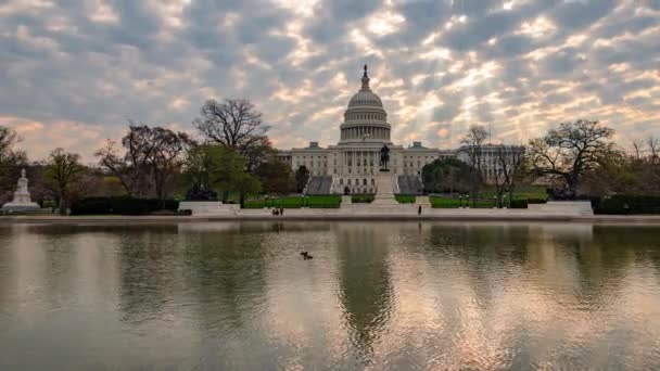 Capitol Hill Closeup View Morning Sun Light Timelapse Washington — Stock Video