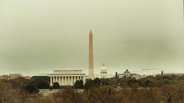 Washington Monument Lincoln Memorial Och Capitol Hill Timelapse — Stockvideo