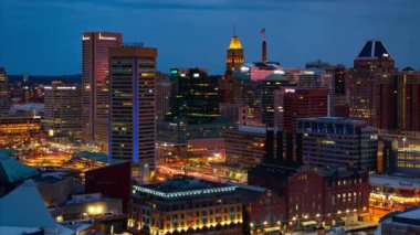 Baltimore 'da gün doğumu zamanı çatı manzarası