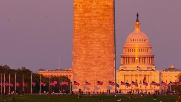 Washington Monument Capitol Hill Wwii Minnesmärke Över Sjön Timelapse Från — Stockvideo