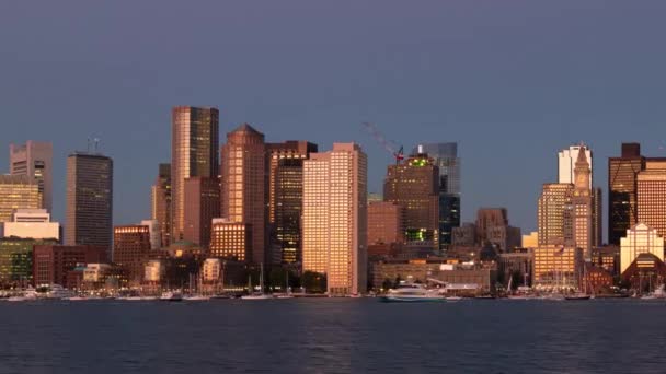 Boston Város Skyline Time Lapse Napkelte Történelmi Architektúrák Massachusetts Usa — Stock videók