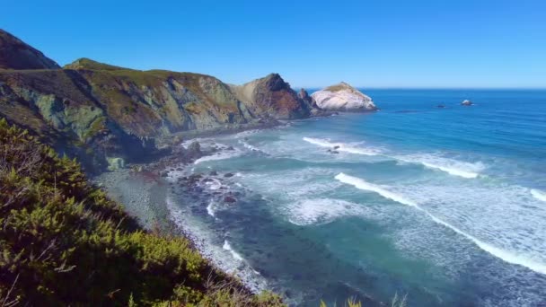 Hermosa Vista Del Paisaje Largo Costa Del Mar Big Sur — Vídeos de Stock