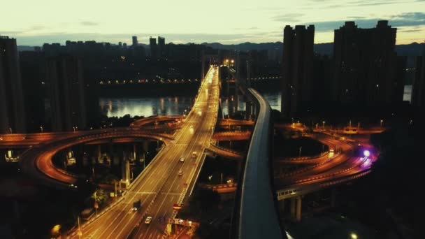 Miasto Chongqing Widok Powietrza Architektury Miejskiej Autostrady Chinach — Wideo stockowe